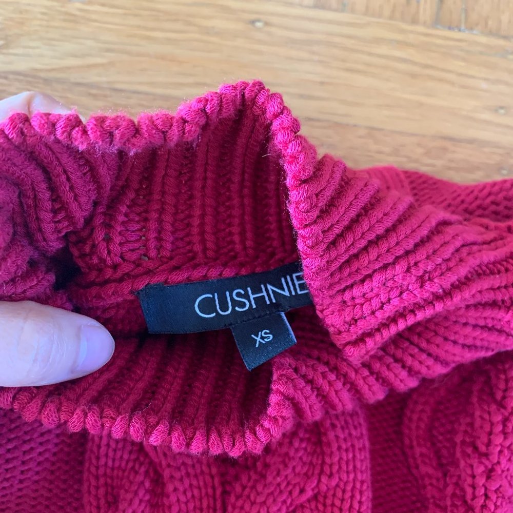 Cushnie Cable Knit Cropped Sweater Turtleneck Deep Red Size XS - Picture 5 of 9